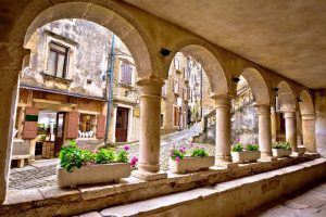 Groznjan streets through arcades