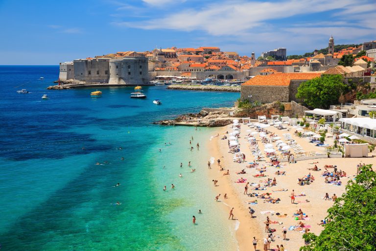 Old town and the beach, Dubrovnik Croatia