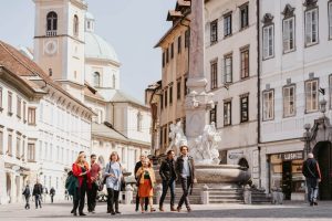 Visiting old town Ljubljana